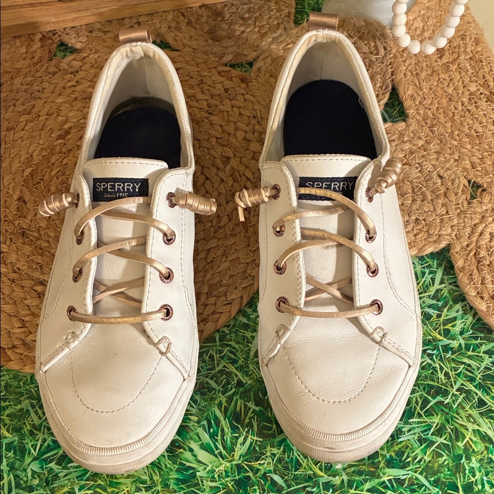 Sperry Women's Crest Vibe White Leather Casual Sneakers - Picture 3 of 13